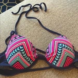 Tribal pattern swim halter top